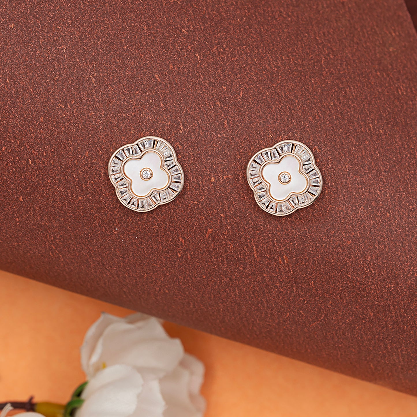 Quatrefoil Halo Studs Earrings 925 sterling silver