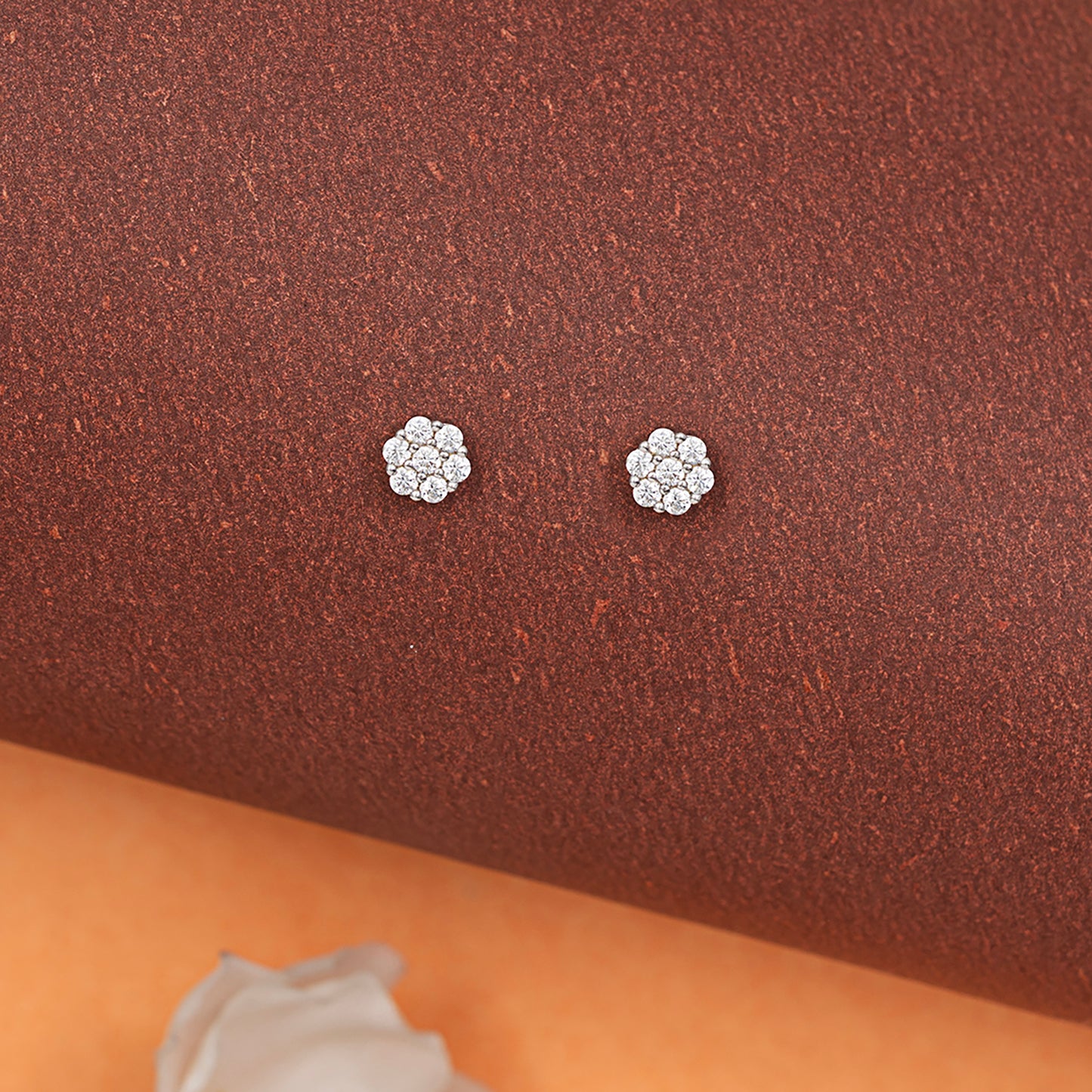Floral Diamond Stud Earrings 925 sterling silver