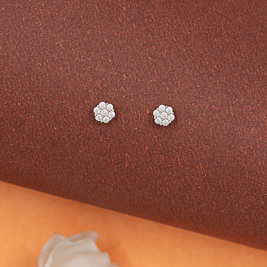 Floral Diamond Stud Earrings 925 sterling silver