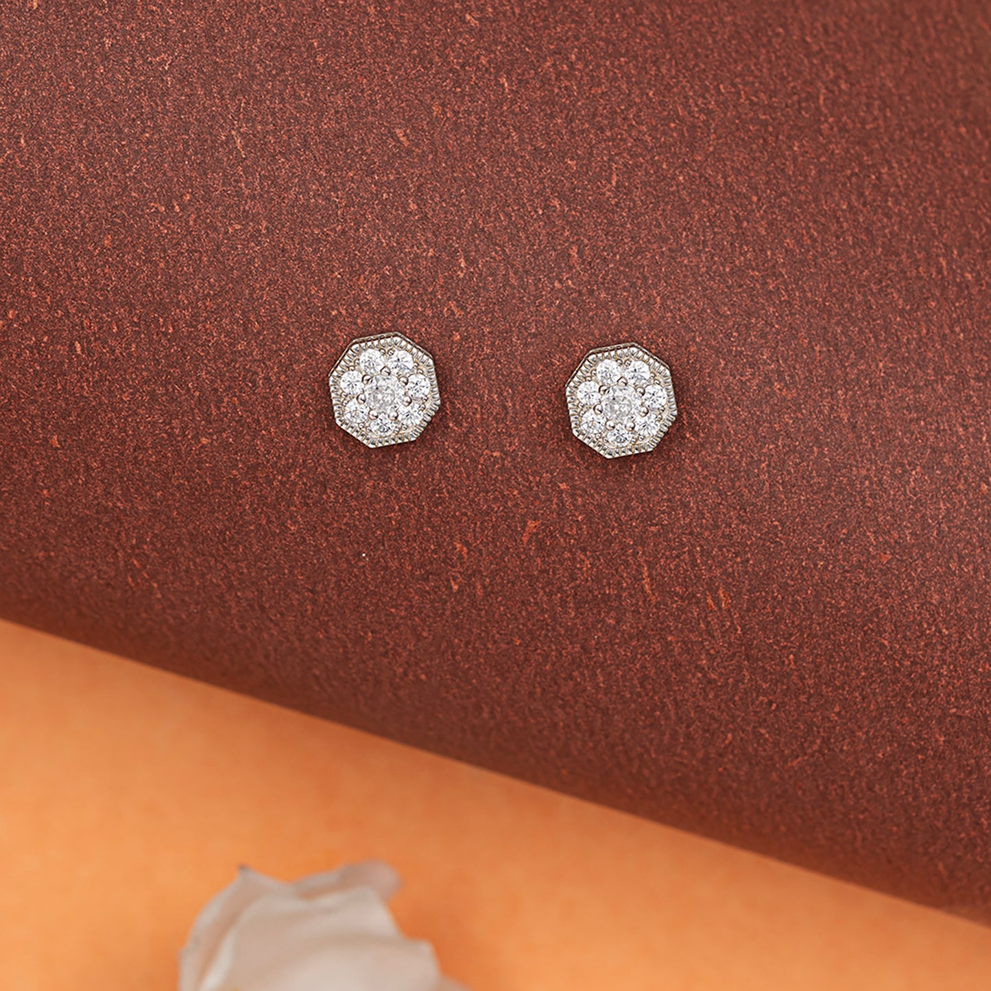 Hexagonal Floral Clusters Earrings 925 sterling silver