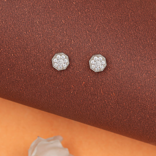 Hexagonal Floral Clusters Earrings 925 sterling silver