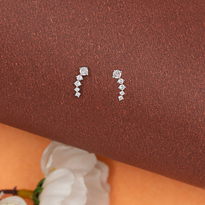Graduated Curved Climbers Earrings 925 sterling silver