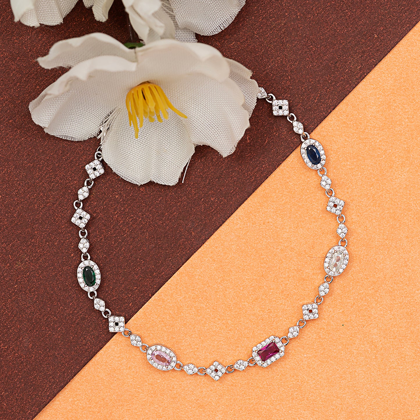 Multi-Gemstone Royal Confetti Bracelet 925 sterling silver