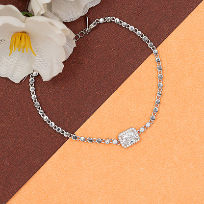 Emerald-Cut Solitaire Station Bracelet 925 sterling silver