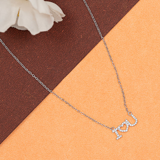 I ❤️ U” chain Pendant  Say It with Sparkl 925 sterling silver