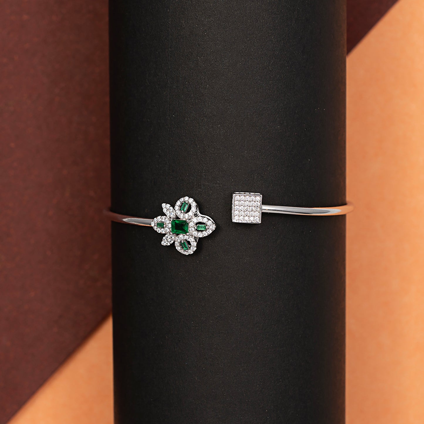Emerald  Open Bangle kada 925 sterling silver