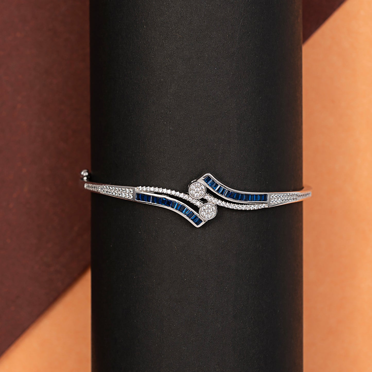 Sapphire & Diamond Wave kada 925 sterling silver