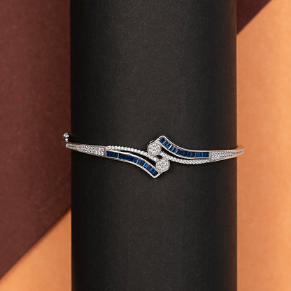 Sapphire & Diamond Wave kada 925 sterling silver