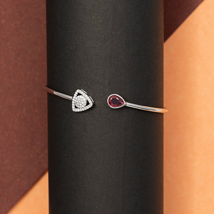 Garnet & Diamond-Style Open Cuff kada 925 sterling silver