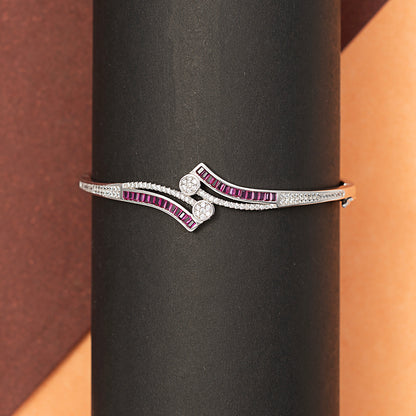 Pink Baguette Daimond style kada 925 sterling silver