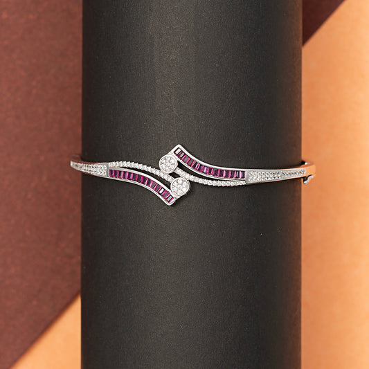 Pink Baguette Daimond style kada 925 sterling silver