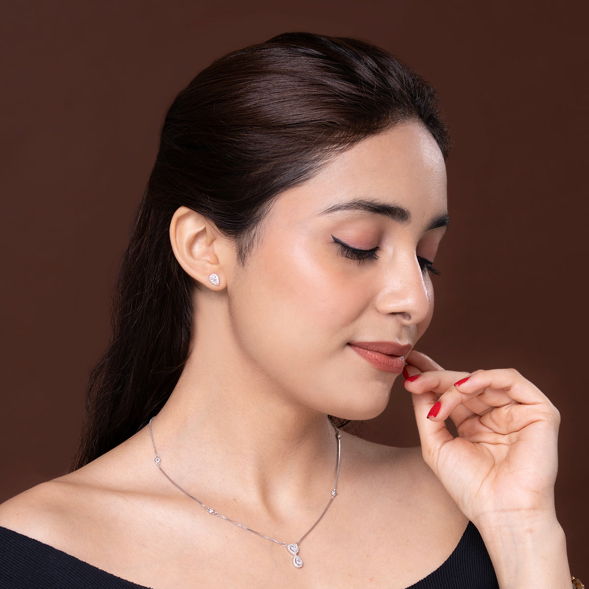 heart and pear shape solitare set 925 sterling silver