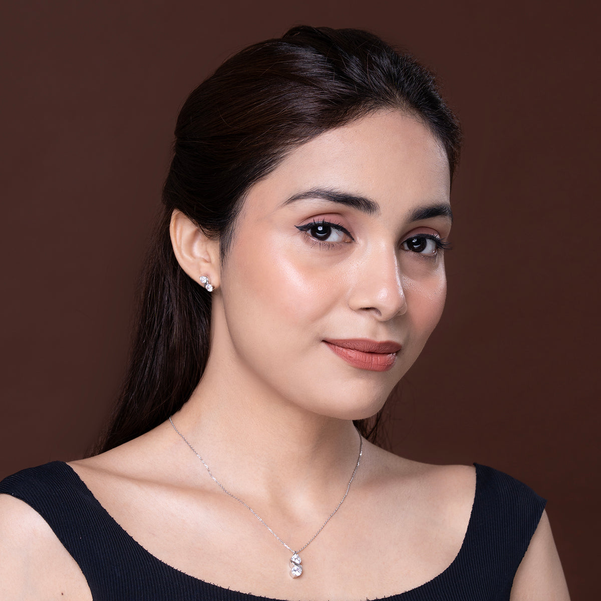 Elegant Dual-Stone Twist SET 925 sterling silver