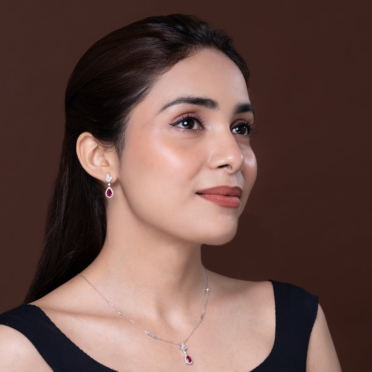 Crimson Teardrop Glam SET 925 sterling silver