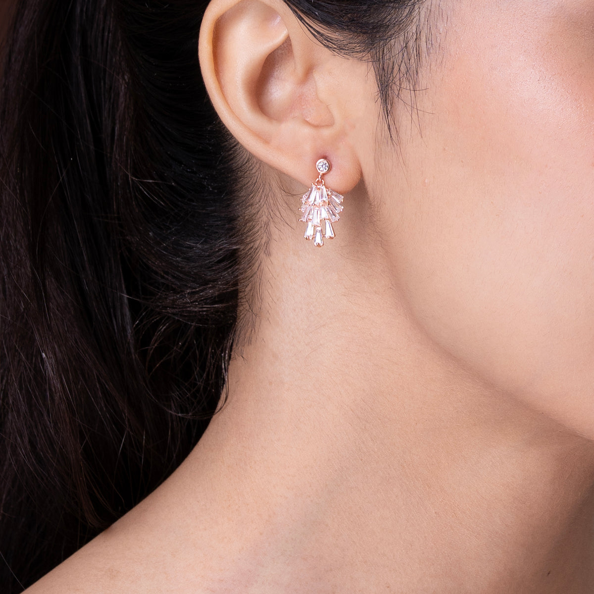 Elegant Cluster Silhouette Earrings 925 Sterling Silver