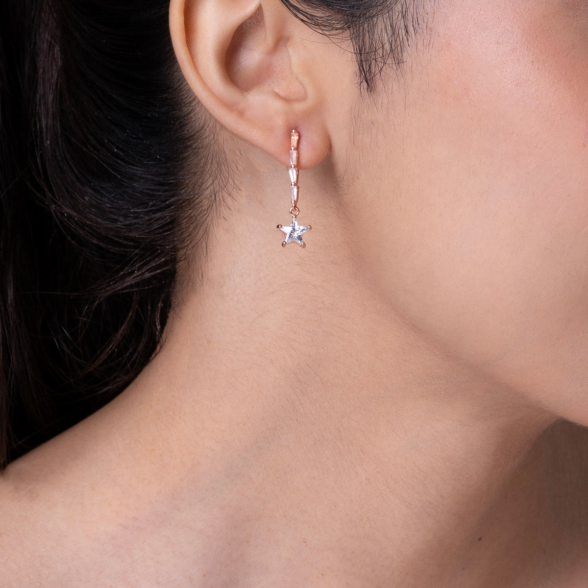 Star shape solitare Earrings 925 sterling silver