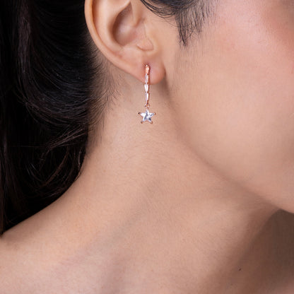 Star shape solitare Earrings 925 sterling silver