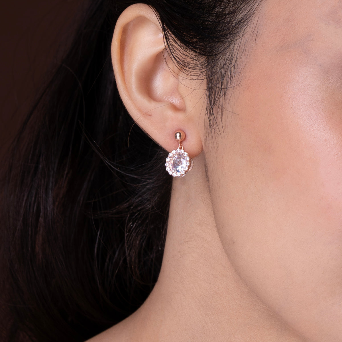 Solitare with outer circle  Earrings 925 sterling silver