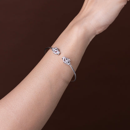 Dual Panther Head Pavé kada 925 sterling silver