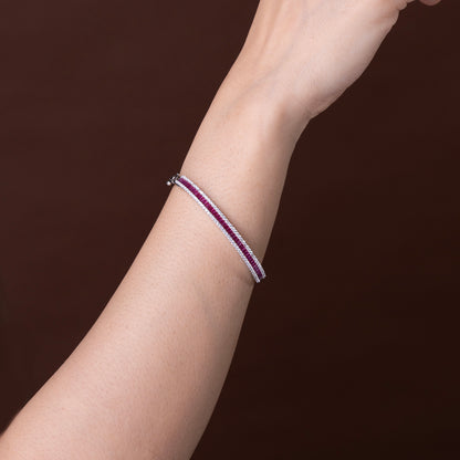 Plum Baguette & Pavé Double-Border kada 925 sterling silver