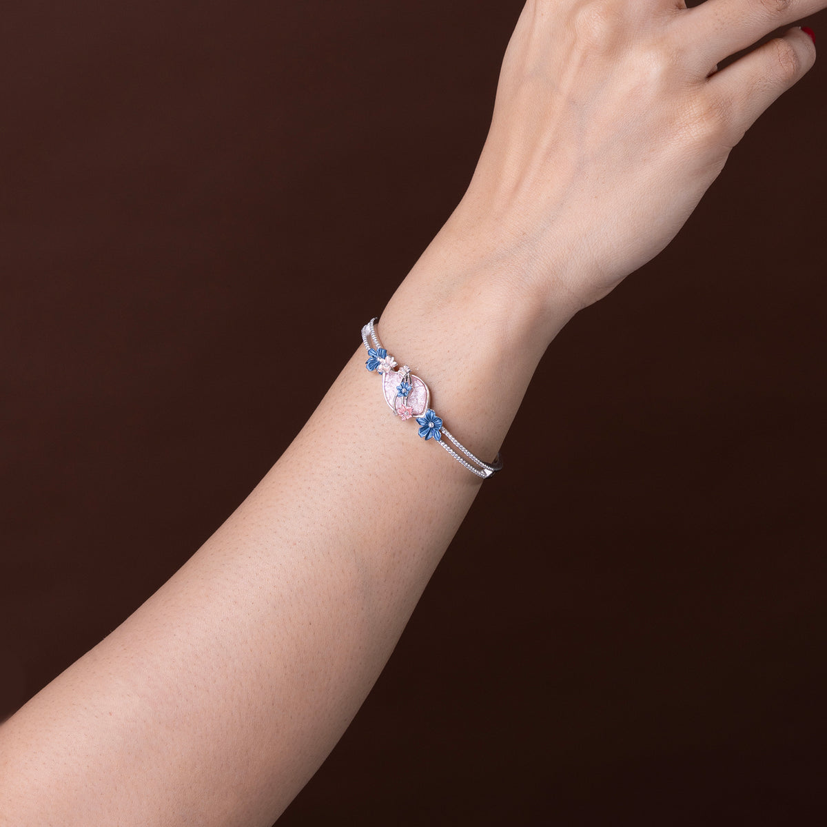 Pastel Floral korean kada 925 sterling silver
