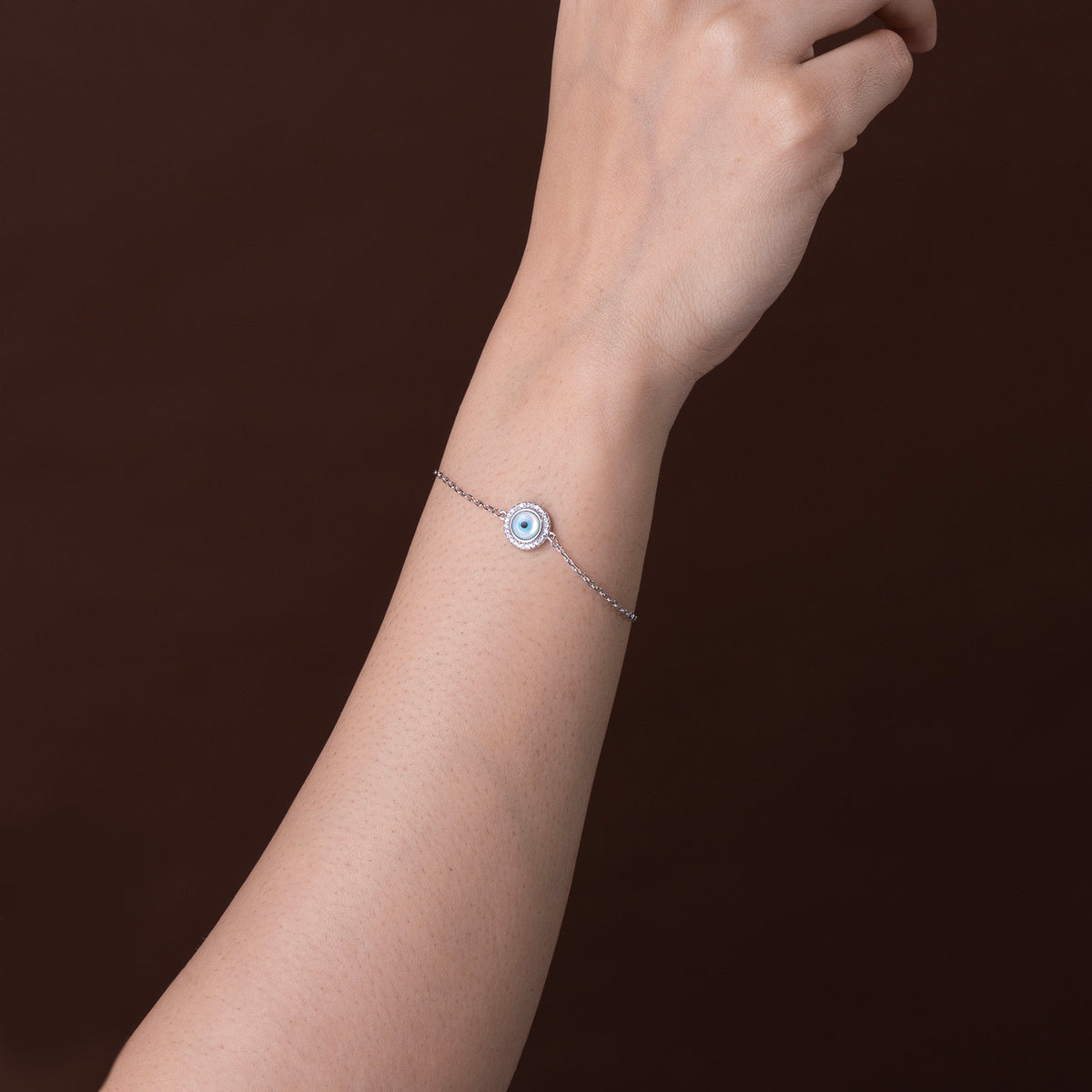 Circular Evil Eye  Bracelet 925 sterling silver