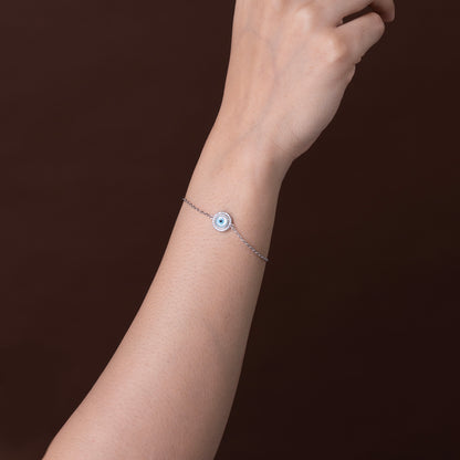Circular Evil Eye  Bracelet 925 sterling silver