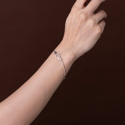Heartbeat & Pavé Heart Station Bracelet 925 sterling silver