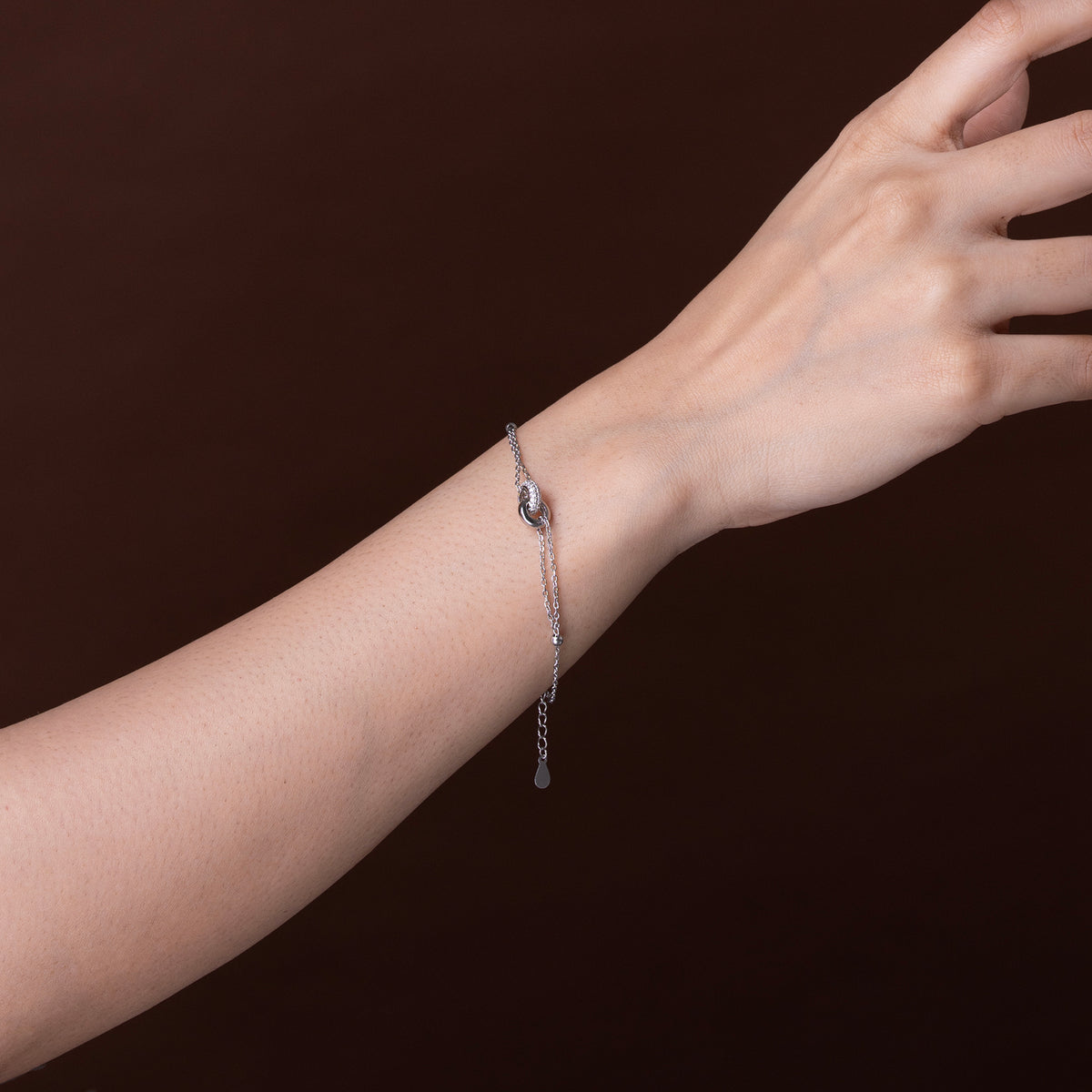 Interlocking Circle Dual-Chain Bracelet 925 sterling silver