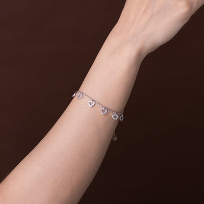 Multi-Heart Pavé Charm Bracelet 925 sterling silver