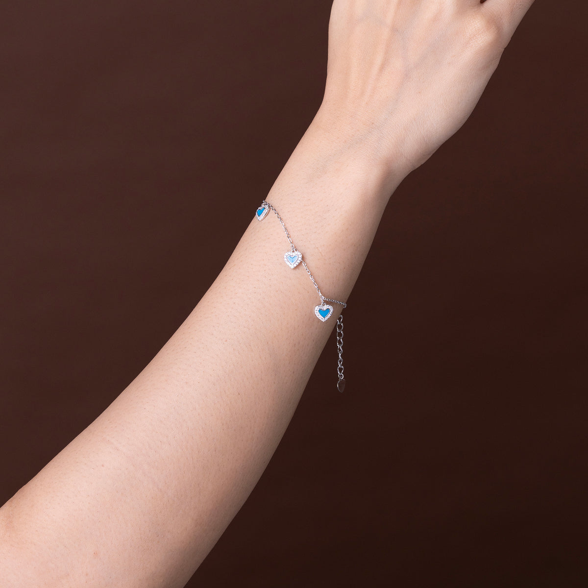 Multi-Heart Enamel Charm Bracelet 925 sterling silver