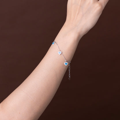 Multi-Heart Enamel Charm Bracelet 925 sterling silver