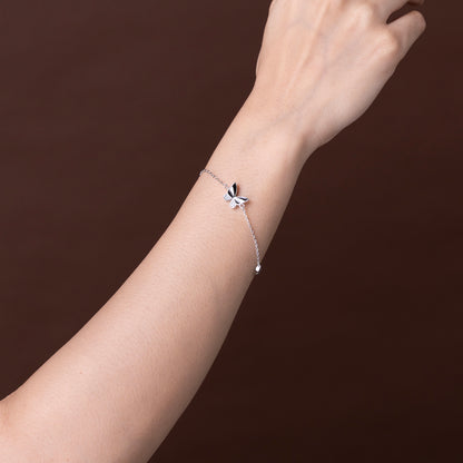 Black & White Butterfly Station Bracelet 925 sterling silver