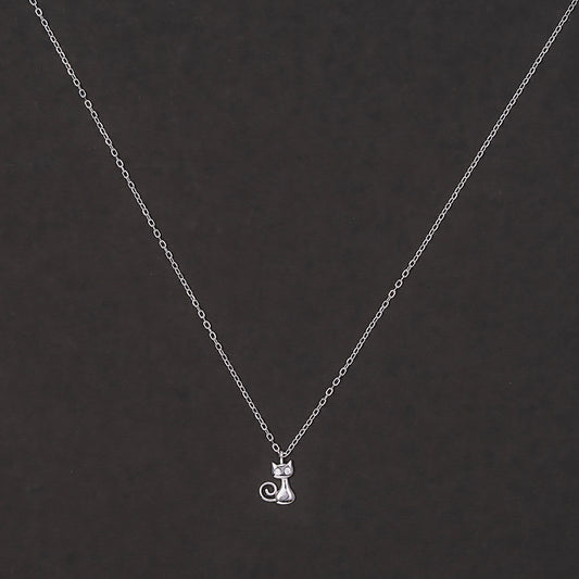 Whimsical Sitting Cat chain pendant 925 sterling silver