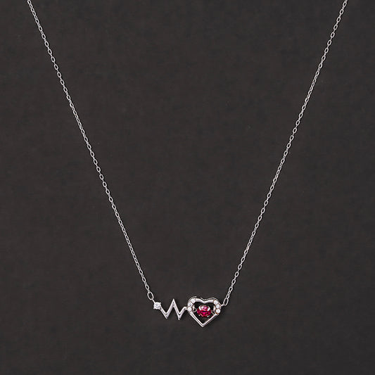 Heartbeat  chain pendant 925 sterling silver