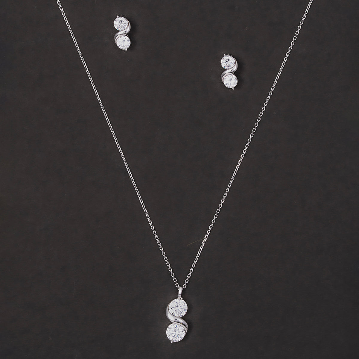 Elegant Dual-Stone Twist SET 925 sterling silver