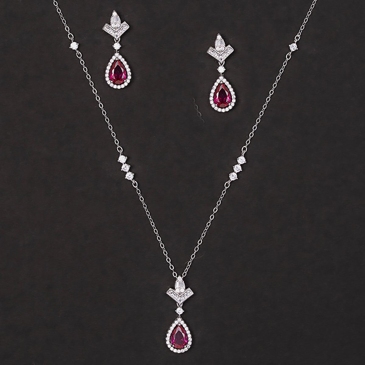 Crimson Teardrop Glam SET 925 sterling silver
