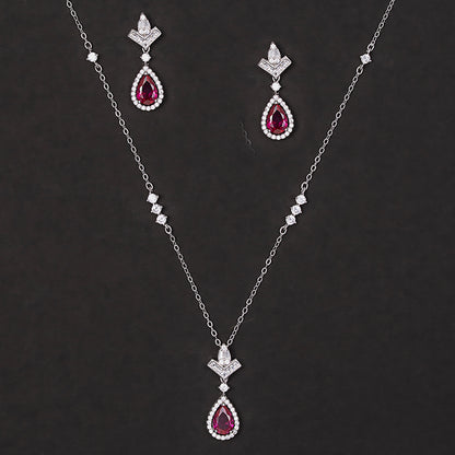 Crimson Teardrop Glam SET 925 sterling silver