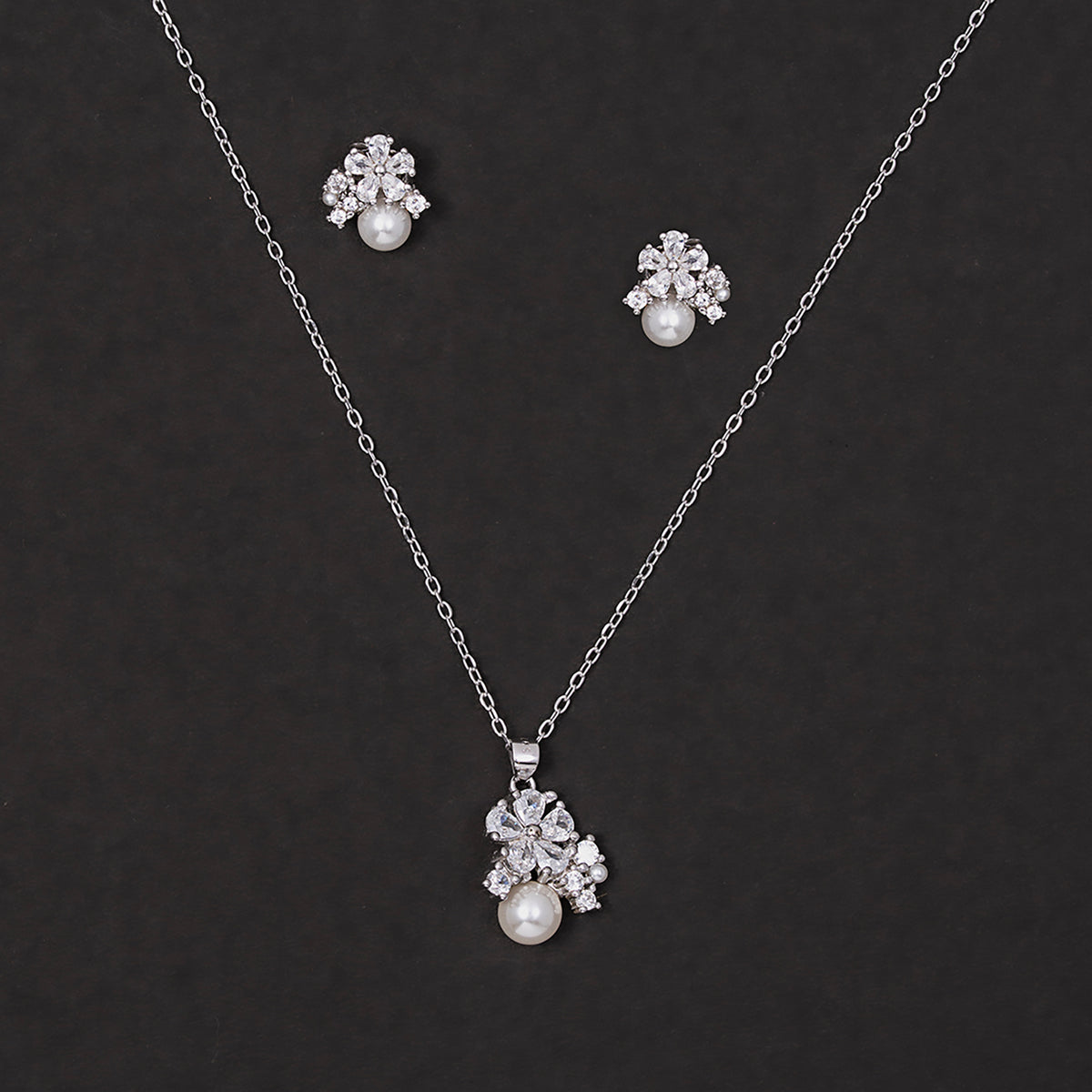 Blossom charm Pearl pendant Set 925 sterling silver
