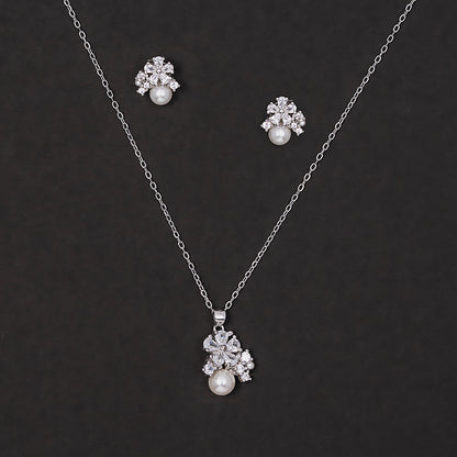 Blossom charm Pearl pendant Set 925 sterling silver