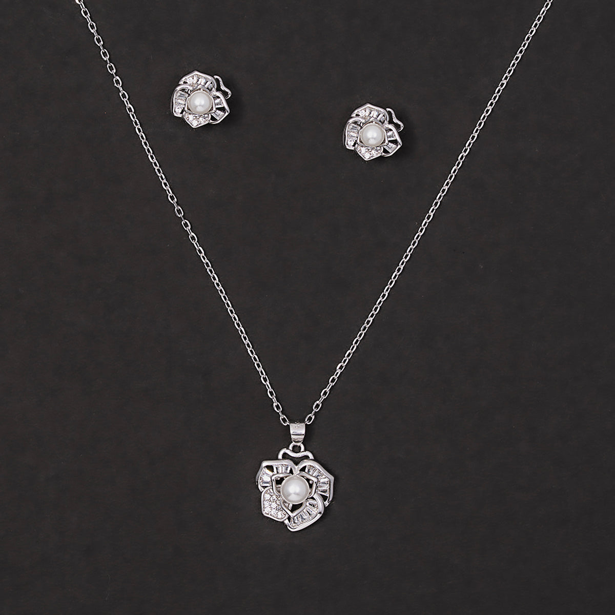 Elegant Blossom Pearl pendant Set 925 sterling silver
