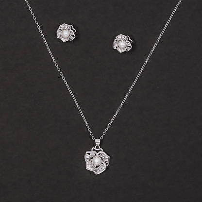 Elegant Blossom Pearl pendant Set 925 sterling silver