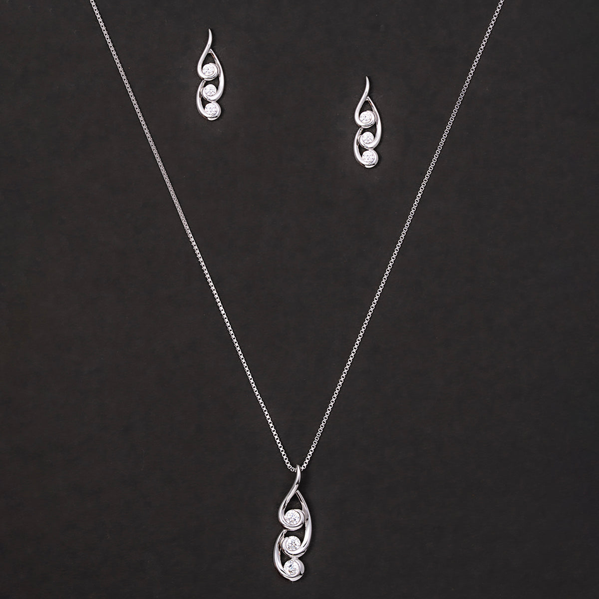 Elegant Twist Diamond Pendant Set SET 925 sterling silver