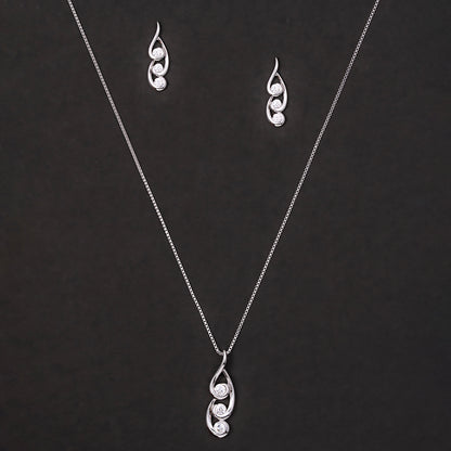Elegant Twist Diamond Pendant Set SET 925 sterling silver
