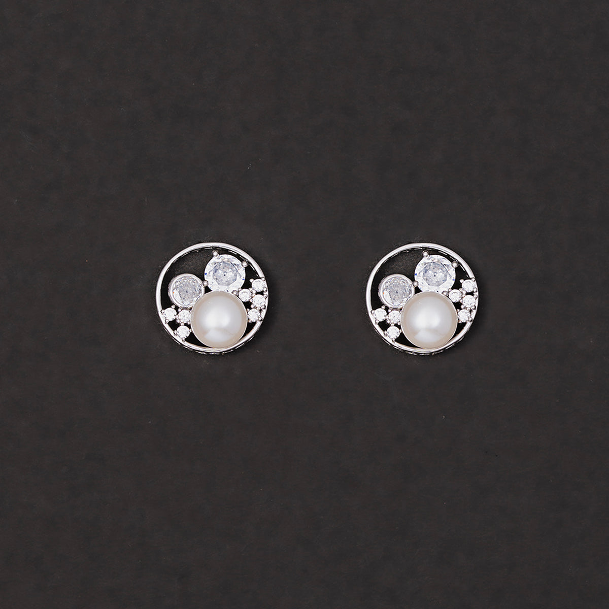 Modern Pearl Solitare Stud Earrings 925 sterling silver