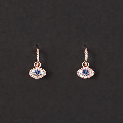 Sparkling Evil Eye Hoop Earrings 925 sterling silver