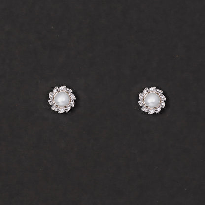 Ethereal Pearl Bloom Studs Earrings 925 sterling silver