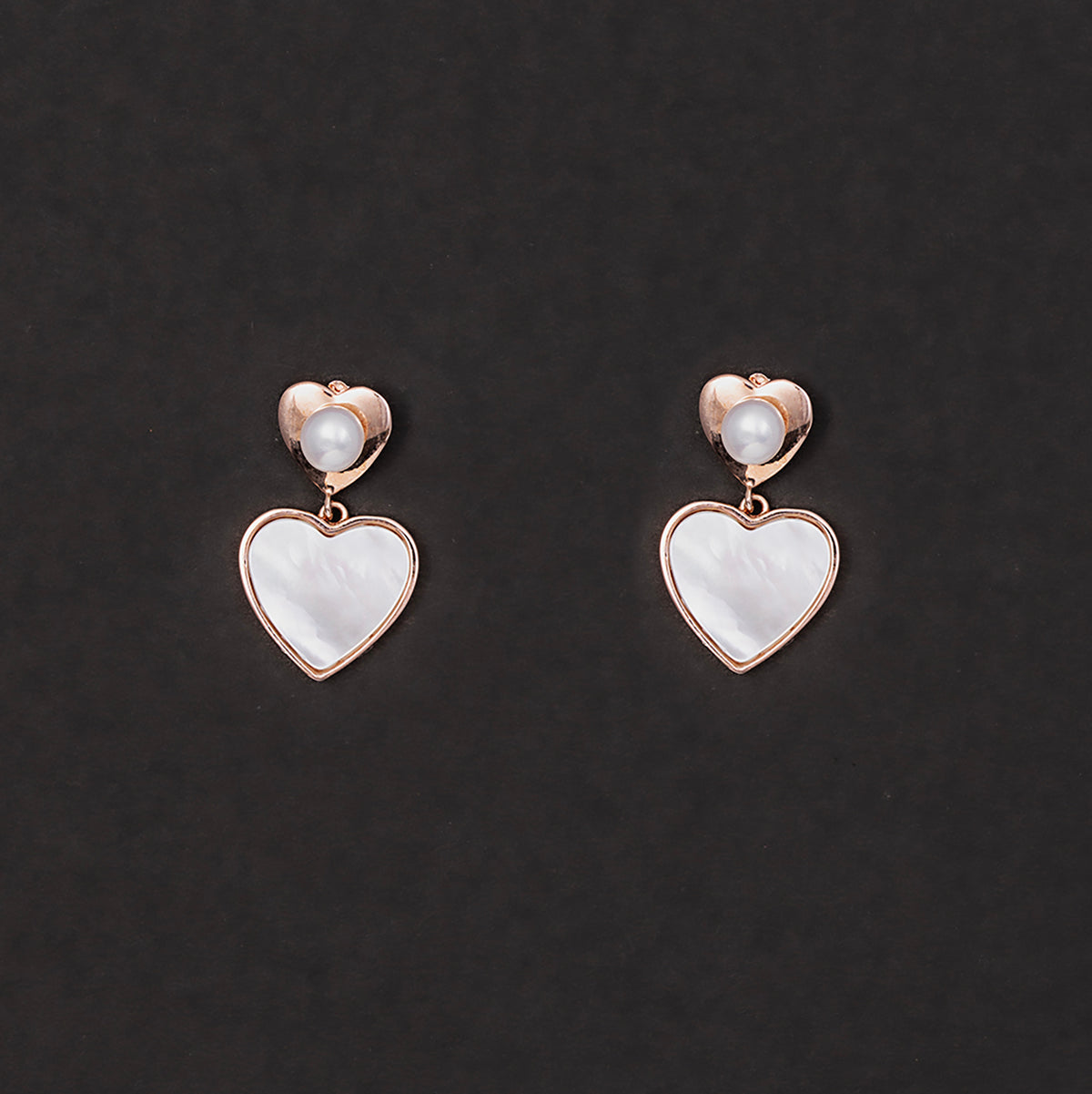 Charming Pearl Heart with mop Earrings 925 sterling silver