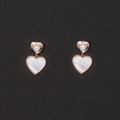 Charming Pearl Heart with mop Earrings 925 sterling silver