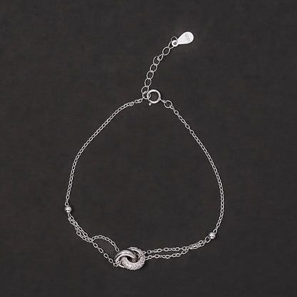 Interlocking Circle Dual-Chain Bracelet 925 sterling silver
